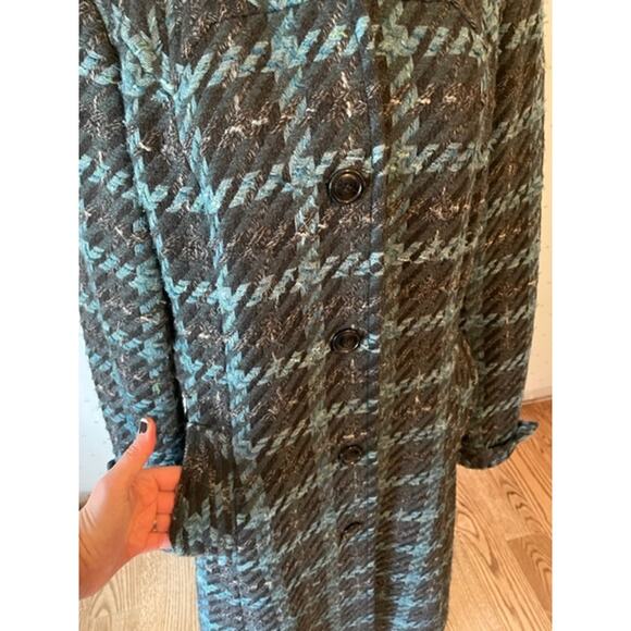 COLE HAAN Turquoise Wool Coat Size 8 - Picture 5 of 11